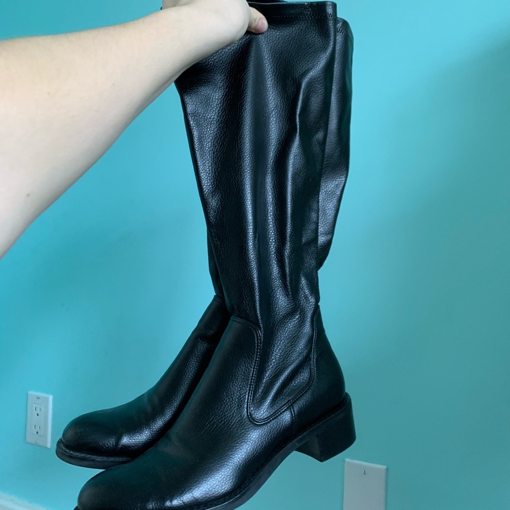 black faux leather boots // franco sarto